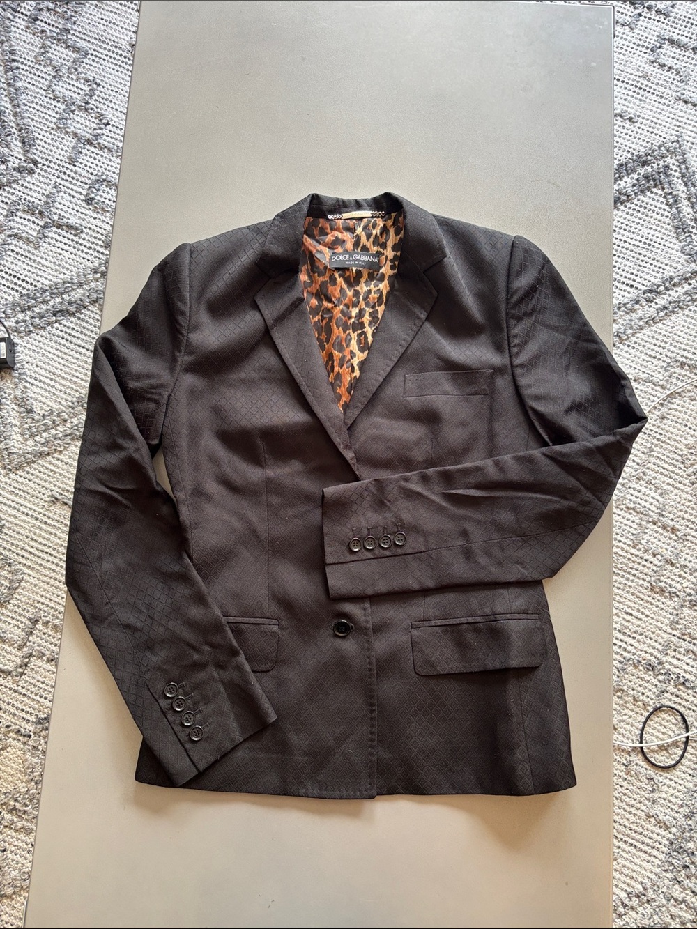 Black Dolce & Gabbana Blazer with Leopard Print Lining